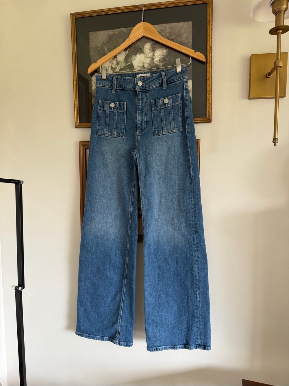 PAIGE Classic Wide-Leg High-Rise Jeans - Medium Blue - Picture 2 of 12